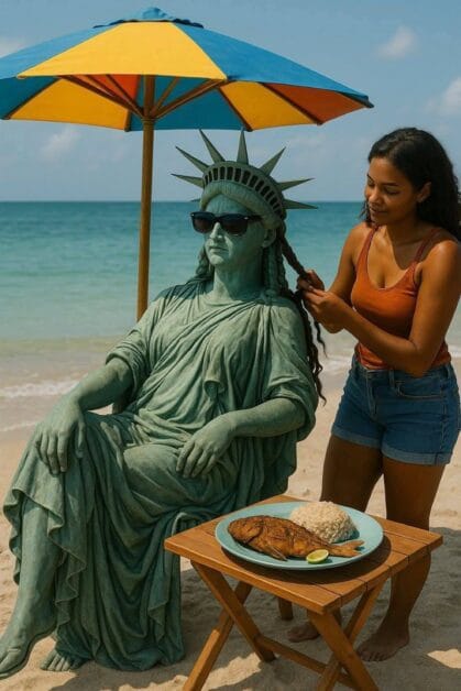 ¿Y si la Estatua de la Libertad se fuera pa’ Cartagena? La IA ya la puso costeña y los memes no perdonan