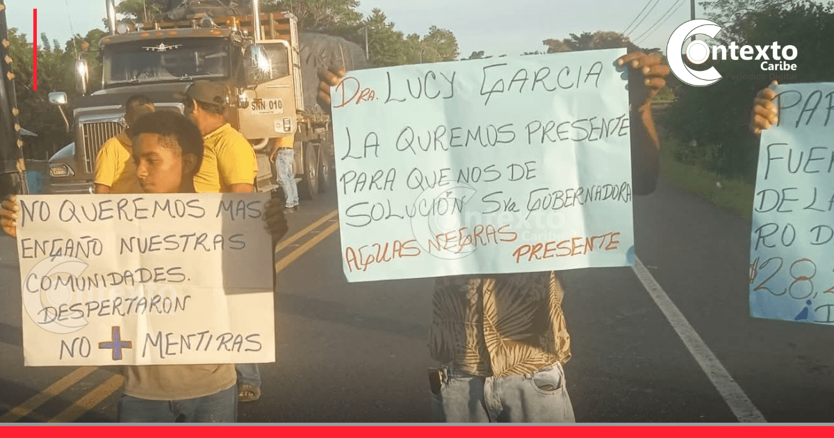 Personas en protesta con carteles en la vía pública.