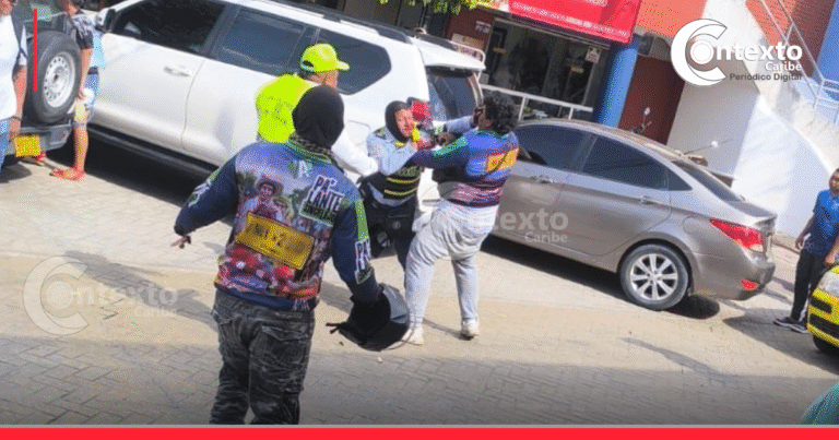 Agente de tránsito herido tras ser agredido por un mototaxista en Sincelejo durante un procedimiento de inmovilización de su motocicleta cerca del Gran Centro El Parque.